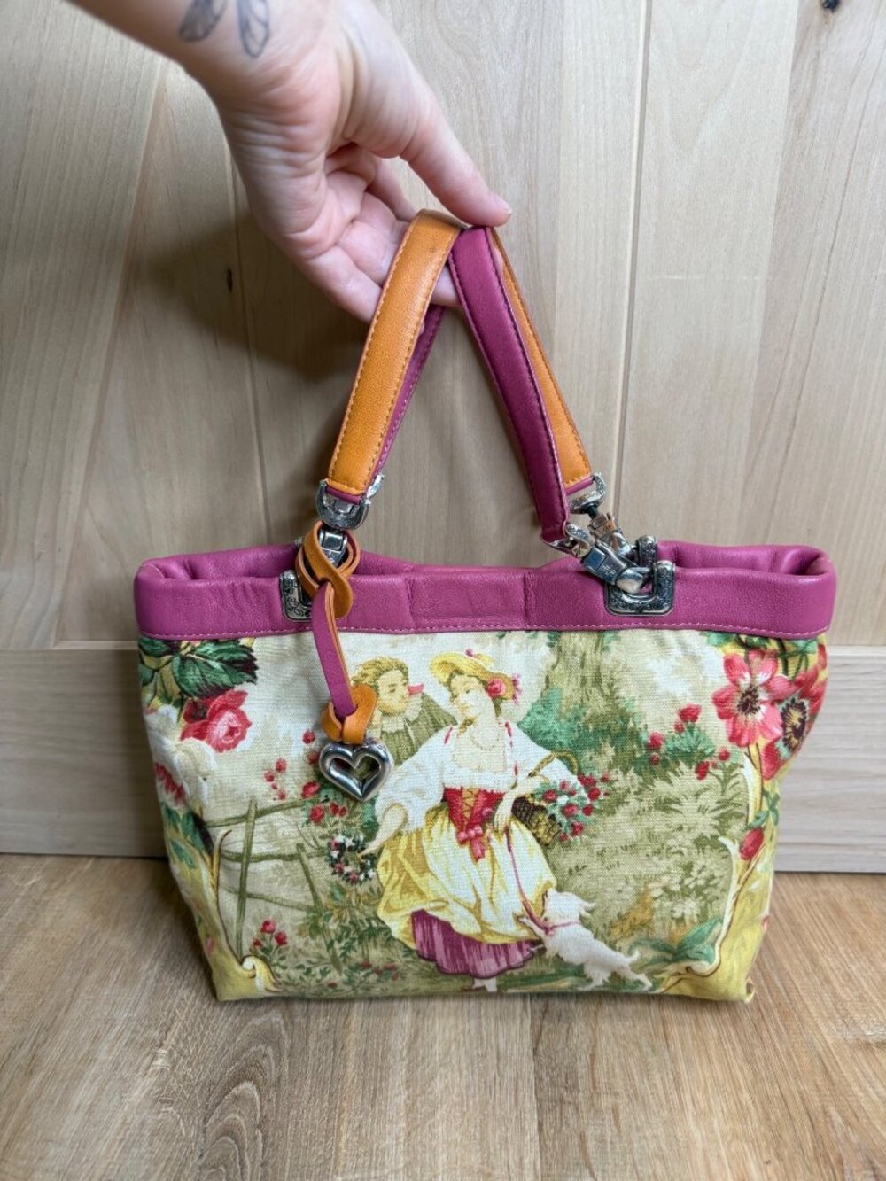 Vintage Y2K  Brighton Jodi Heart Reversible French Country Handbag Purse